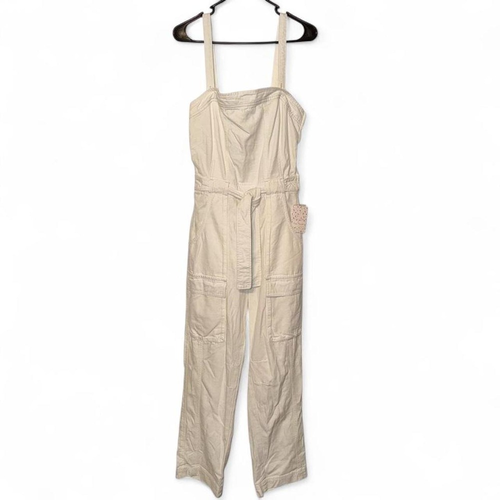 Free People Go West Jean Denim Overall Jumpsuit size M utility boho